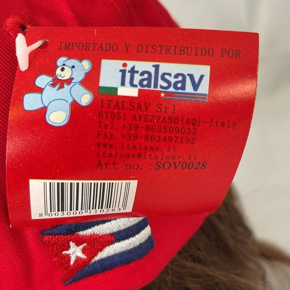 CUBA NWT Mens 6 Panel Baseball Cap Red Embroidered Bib Velcro Cotton OS - Picture 6 of 9